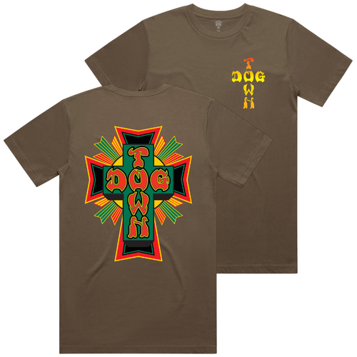 Dogtown Tee Rasta Logo Walnut