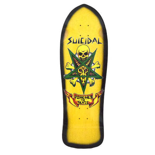 Suicidal Skates Deck 10.125 Possessed To Skate 80s Reissue Yellow Stain/Black Fade